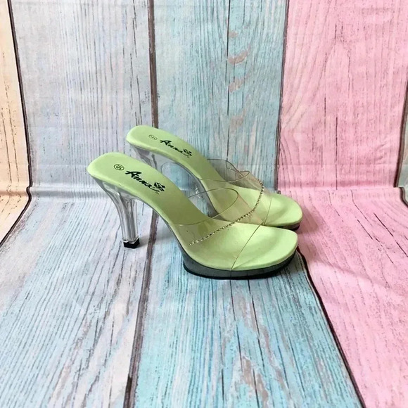 Y2K clear heel square toe open toe sandal high heels size 5.5 - Picture 8 of 10